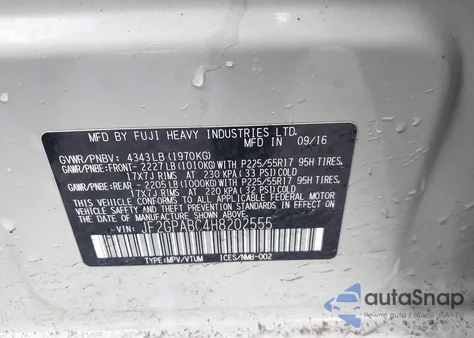 2017 Subaru Crosstrek Premium from USA, damaged, VIN JF2GPABC4H8202555